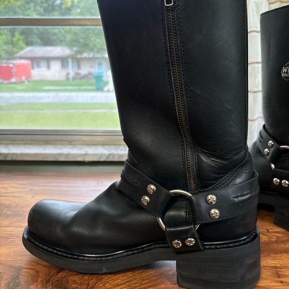 🍁Wicked Road Warrior Texas Black Leather Mid Calf Zip Up Biker Boots Homber Sz9 - Picture 7 of 8